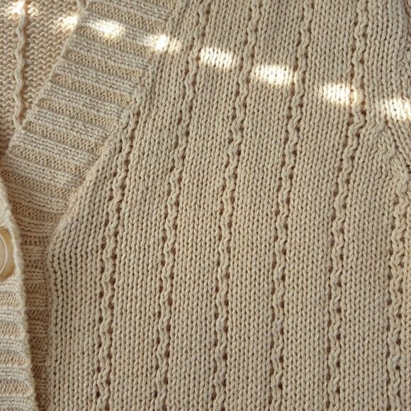 Classic Elements VTG Yellow Cable Knit Button Up Cardigan Sweater Women’s Large - Picture 6 of 7